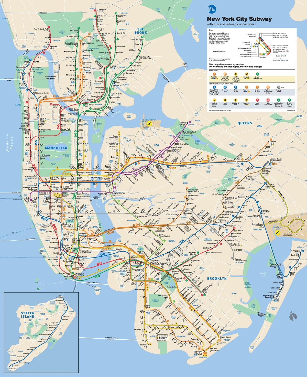نیویارک شہر کے سب وے نقشے مین ہٹن