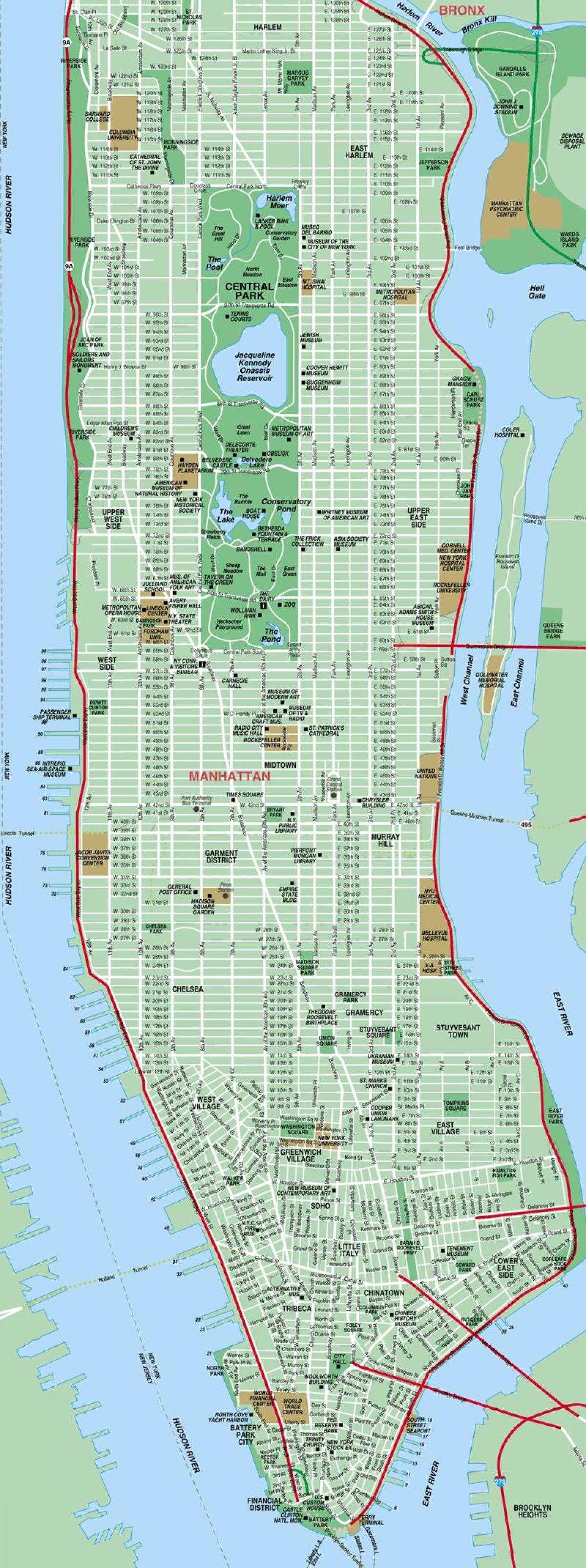 مین ہٹن کی سڑکوں کے نقشے