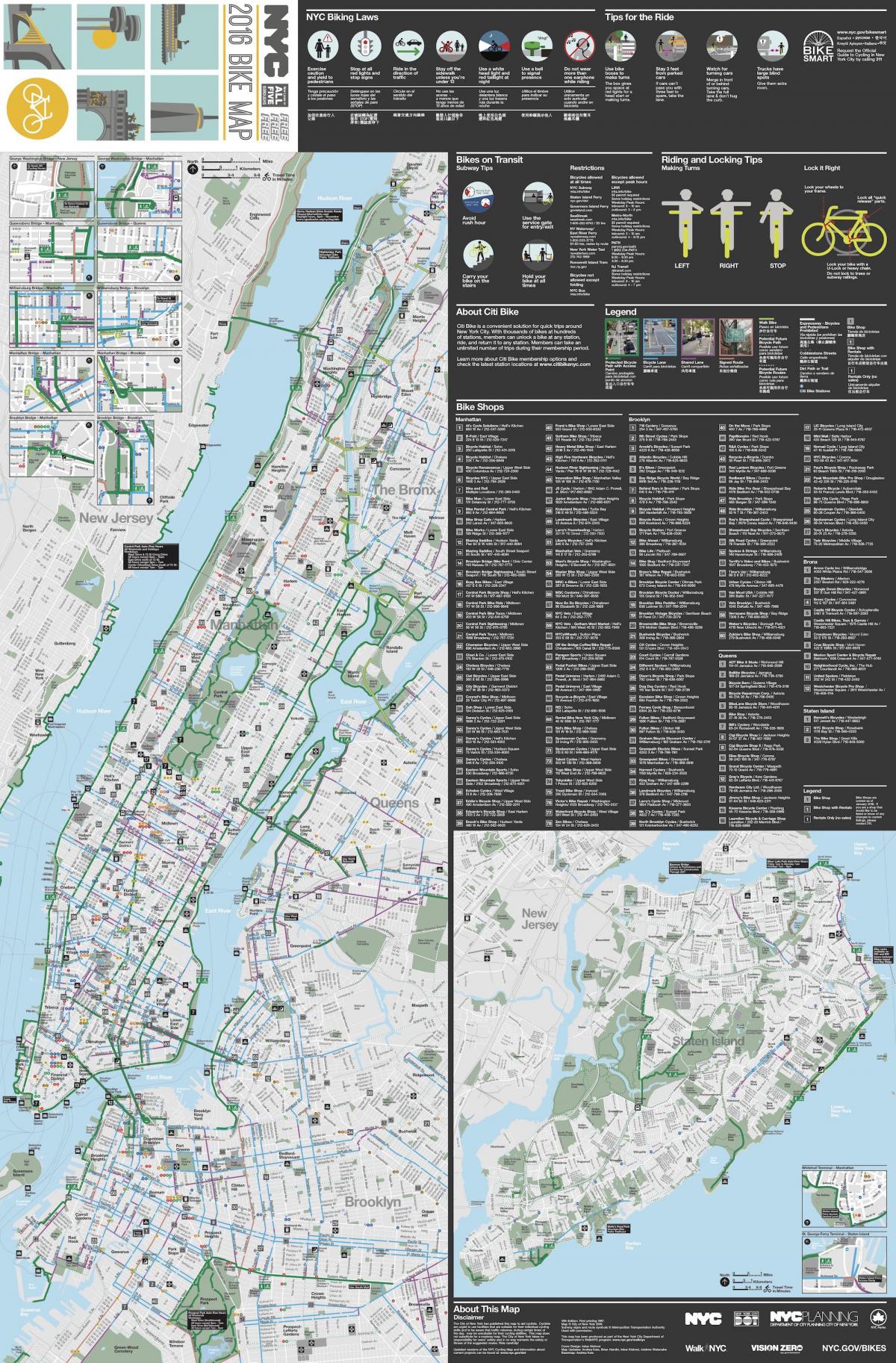 مین ہٹن سائیکلنگ کا نقشہ