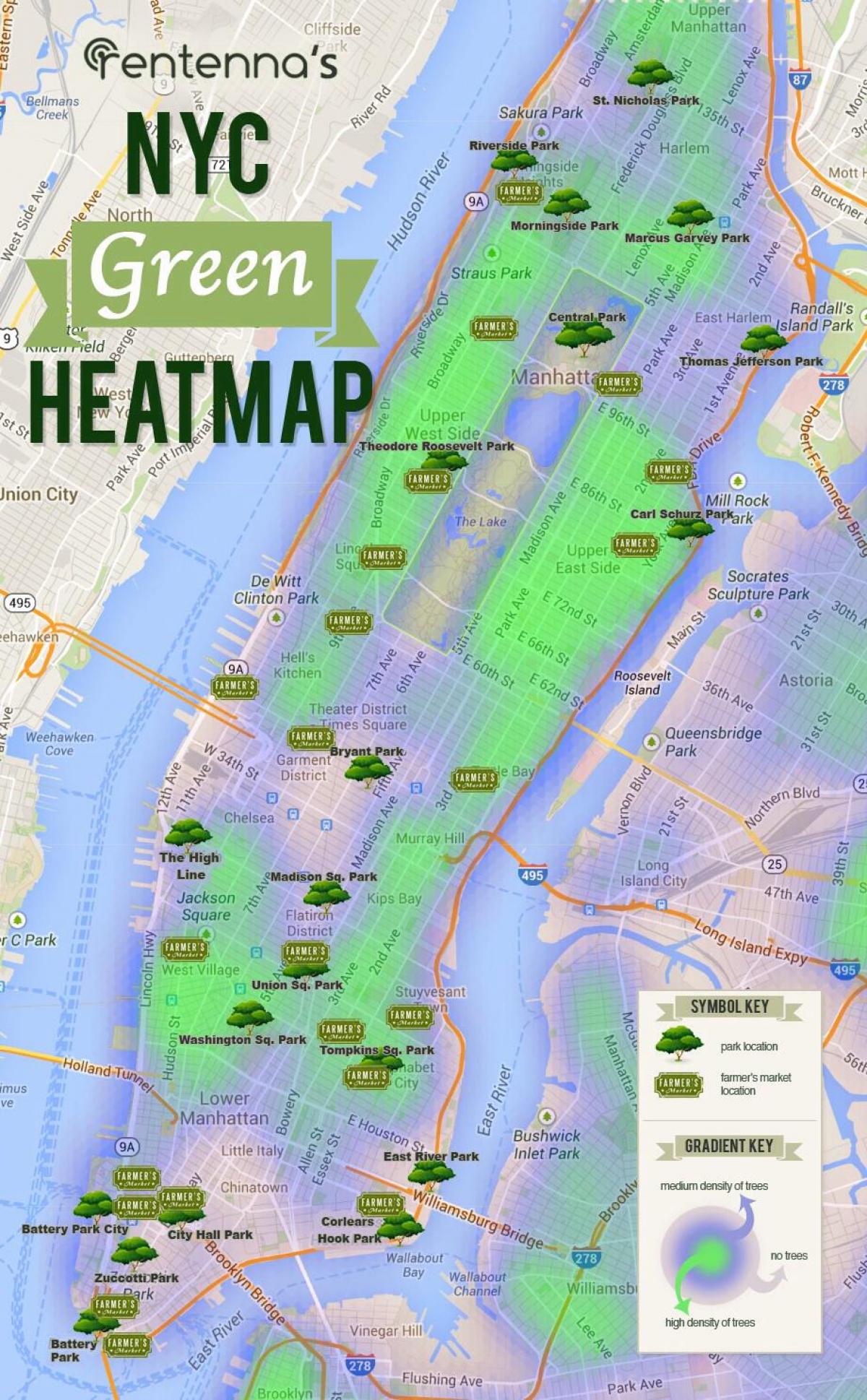 نقشہ مین ہٹن کے پارکوں