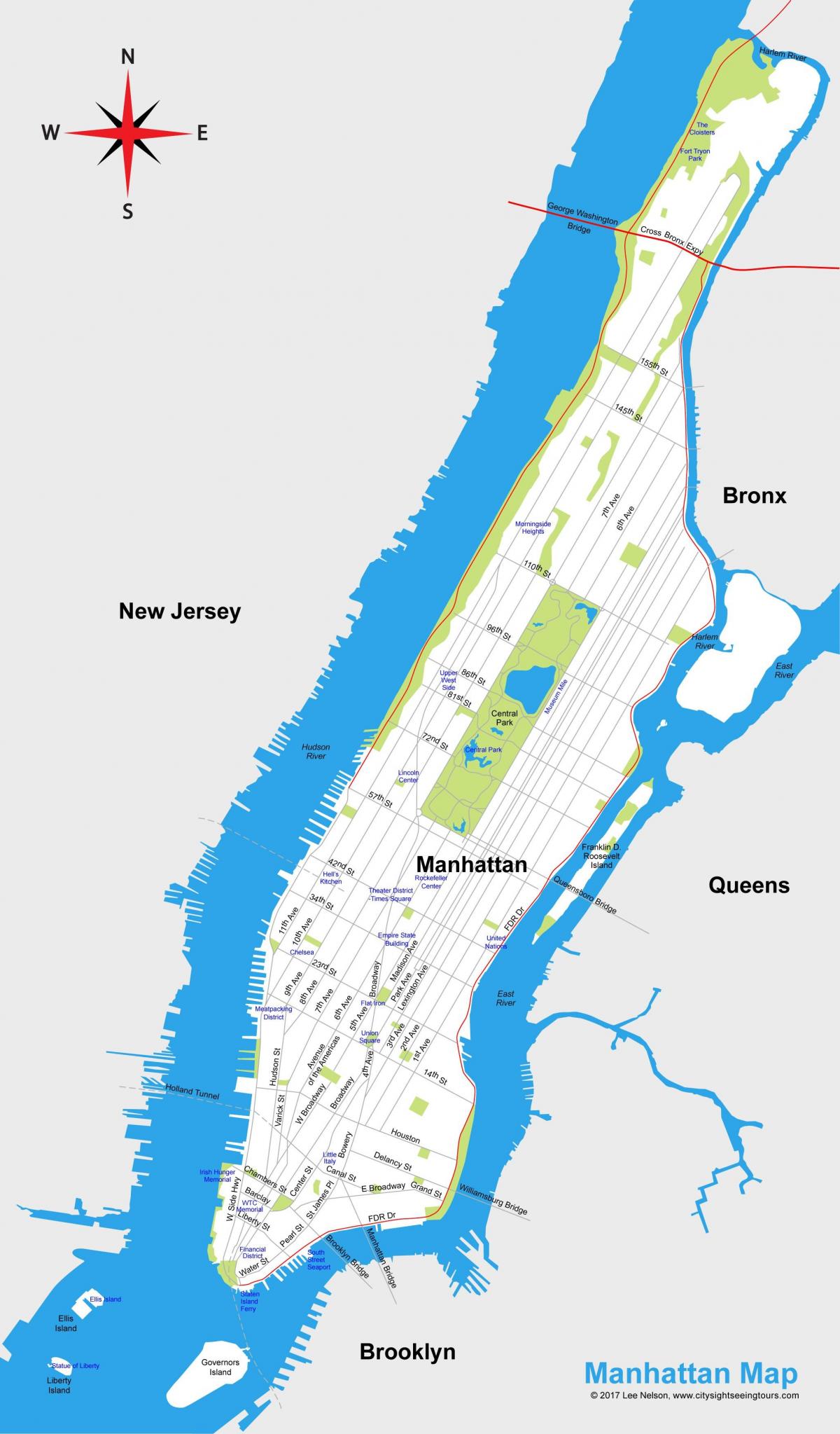 مین ہیٹن شہر کا نقشہ پرنٹ