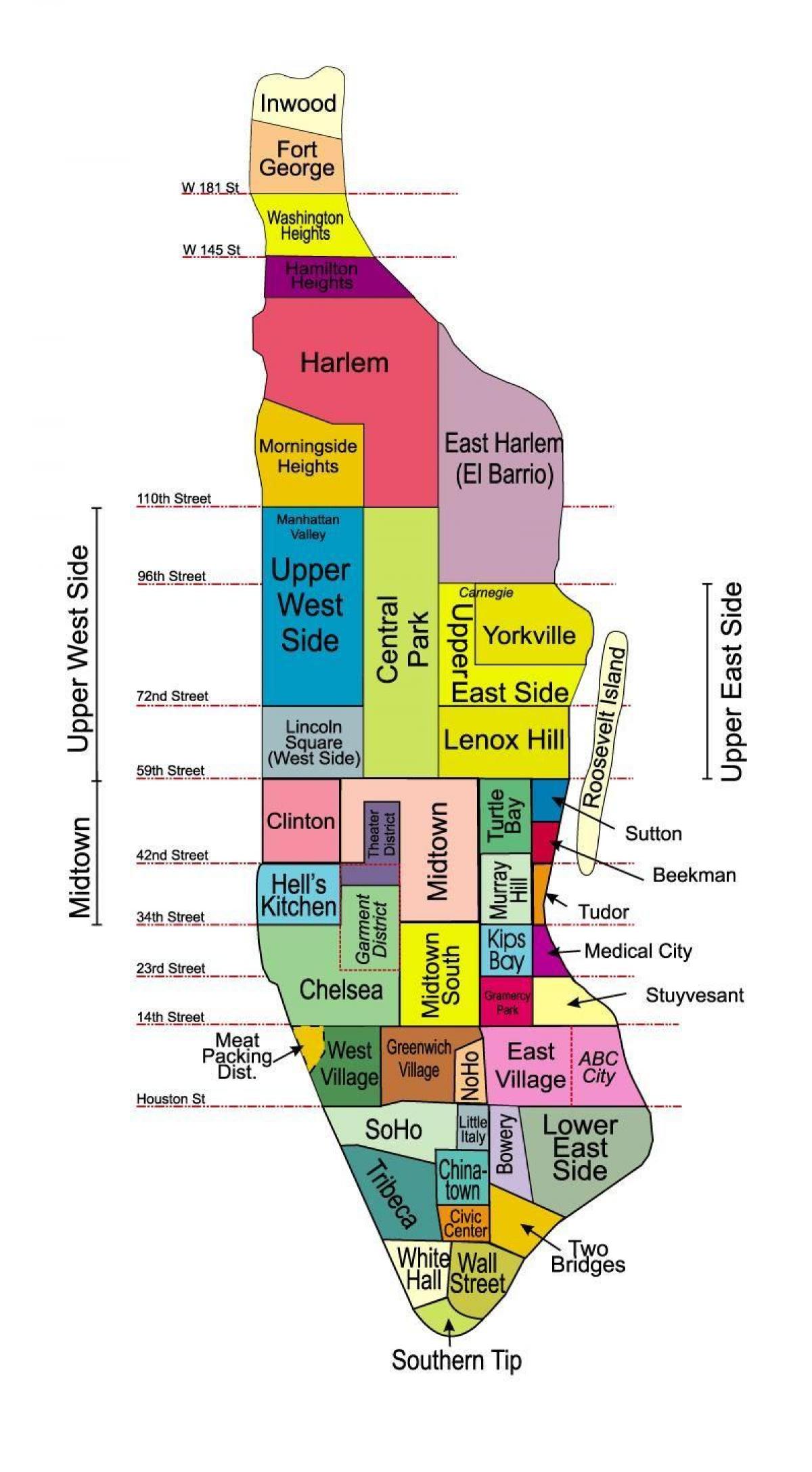 پرنٹ کے نقشے مینہٹن محلوں