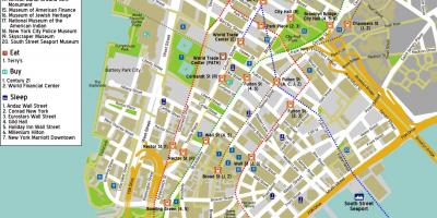 نقشہ کے شہر کے مرکز میں مین ہیٹن نیویارک