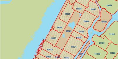 نیویارک شہر زپ کوڈ نقشہ مین ہٹن